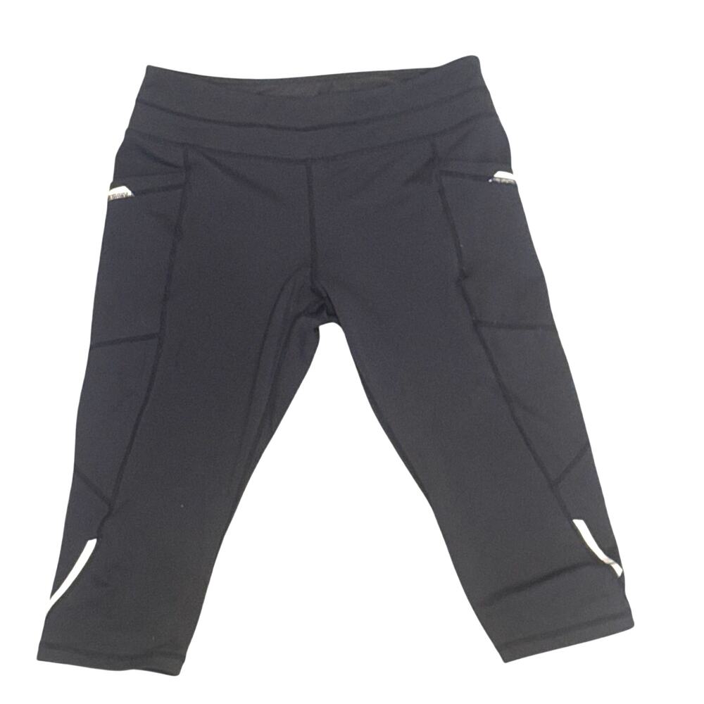 Senita Black Knee Length Reflective Detail with Pockets Leggings
